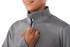 A grey women's performance jacket with a full zip and thumb holes, featuring a high collar and minimalistic design.