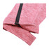 A close-up of a pink striped fabric with a contrasting black trim, showcasing the texture and design of a half zip jumper.