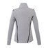 A grey women's half zip jumper featuring black seam detailing and a high collar, with a logo on the side.