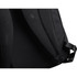 A black backpack interior featuring a textured lining and adjustable straps, with a logo on the inner fabric.