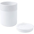 A drink bottle featuring a white ceramic tumbler with a silicone wrap and a matching lid.