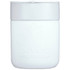 A drink bottle featuring a white ceramic design with a silicone wrap and an embossed logo.