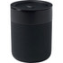 A ceramic tumbler in black, featuring a silicone wrap and a secure lid. It has a sleek, modern design.