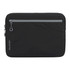 A black laptop sleeve with a grey zip and a logo, designed for 16-inch laptops.