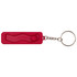 A red recycled plastic phone stand with a fidget toy attached, featuring a keychain loop.
