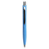 A blue ballpoint pen with a sleek design and a metallic clip. It features a smooth grip for comfortable writing.
