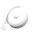 A white 1.5m tape measure with a retractable mechanism and a printed measurement scale. It has a circular design.
