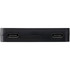 A black USB hub featuring two USB-A and two Type-C ports on one side. It has a simple, sleek design.