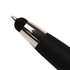 A black pen with a silver trim and a touch tip for screens, featuring a shiny metallic finish.