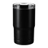 A drink bottle in matte black with a clear lid, featuring a sturdy, ergonomic design.