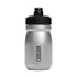 A drink bottle made of stainless steel, featuring a black cap and a CamelBak logo on the side.