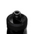 A drink bottle with a black insulated steel body and a black spout cap, featuring a logo on the side.