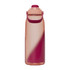 A drink bottle with a gradient design in pink and burgundy, featuring a flip-top lid and handle.