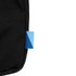 A black organiser case featuring a blue accent and a branding logo. The fabric has a textured pattern.