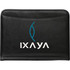 A black portfolio with a smooth surface and a logo displayed prominently on the front.