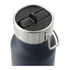 A drink bottle with a dark navy finish and a silver screw lid. It features a straw lid and a handle.