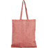 A recycled cotton twill tote bag in a light red colour, featuring sturdy handles and a simple design.