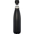 A drink bottle in matte black with a removable cap, featuring an insulated design for temperature retention.