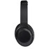 A pair of black ANC headphones with a sleek design and a circular ear cup. They feature a simple, modern branding element.