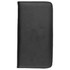 A black leather travel wallet with a smooth finish and a subtle logo.