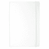 A white hardcover journal with an elastic band closure and a simple design, featuring a logo on the front.