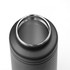 A drink bottle with a sleek black finish and a wide opening, featuring a silver rim at the top.