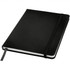 A black Spectrum A5 hard cover notebook with an elastic closure and a ribbon marker. Features a minimalist design.
