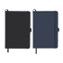 A Pineapple Leather Bound JournalBook in black and navy blue, featuring a logo and an elastic band closure.
