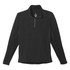 A black knit quarter zip jumper for men featuring side panel detailing and a logo.