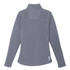 A grey women's quarter zip jumper with a textured pattern on the back and a collar, featuring a logo.