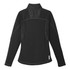 A black women's quarter zip jumper featuring a textured back design and a logo.