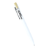 A white aluminium pen featuring a bamboo clicker and a logo on the side.