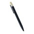 A black recycled aluminium pen with a bamboo clicker and a silver clip, featuring a simple design.