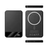 A sleek black MagSafe wireless power bank with a 5000 mAh capacity and a circular charging pad design.