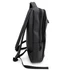 A black soft PU backpack with dual zippers and adjustable straps, featuring a sleek and modern design.