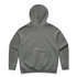 A grey hooded sweatshirt with a smooth back design and a hood. Features a small logo emblem.