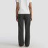 Cuffed track pants in faded grey, featuring a pocket on the back and a relaxed fit. Suitable for casual wear.