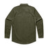 A cord shirt in olive green, featuring a collared neck and long sleeves. The back has a simple, clean design.
