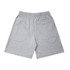 Grey shorts with an elastic waistband and a small pocket on the back. The fabric appears soft and comfortable.