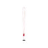 A red lanyard made from recycled plastic, featuring a built-in 27W 5-in-1 cable and a logo on the attachment.