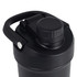 A drink bottle with a black finish, featuring a screw top lid and a handle for easy carrying.