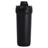 A drink bottle in matte black, featuring a screw-top lid and a logo on the body.