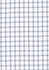 A white long sleeve shirt featuring a navy blue checked pattern, with a logo on the label.