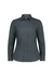 A fitted, long sleeve women's shirt in a dark grey colour, featuring a button-down front and collar.