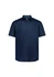 A short sleeve shirt in navy blue with a classic fit and button-up front. It features a simple design and a collar.