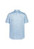 A short sleeve shirt in light blue with a classic fit and buttons down the front. It features a collar and has a logo.