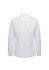 A white long sleeve shirt for women with a classic collar and buttoned cuffs. It features a logo on the back.