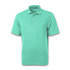 A mint green men's polo shirt featuring a collar and short sleeves, with a branded logo.