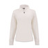 A women's half zip jacket in cream, featuring long sleeves and a quarter zip neck. Includes a logo.