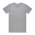 A grey basic T-shirt featuring a crew neck and short sleeves. The shirt has a logo tag.